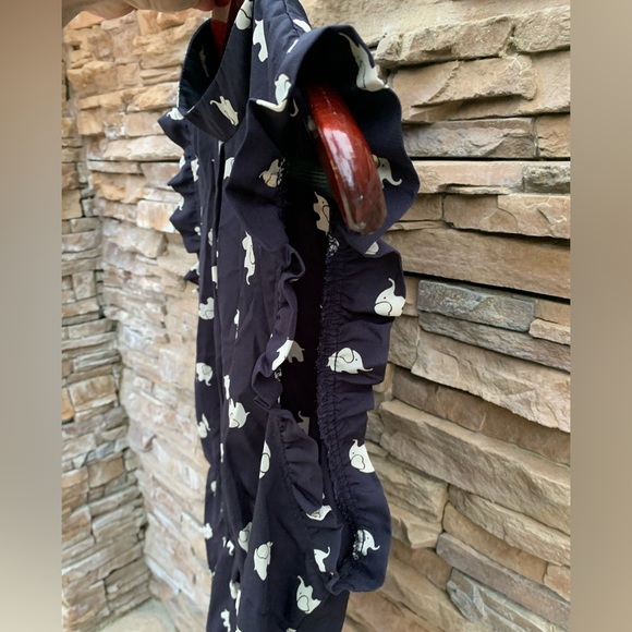 Jessy B Blue and White Elephant Ruffled Sleeves Blouse - Picture 5 of 13